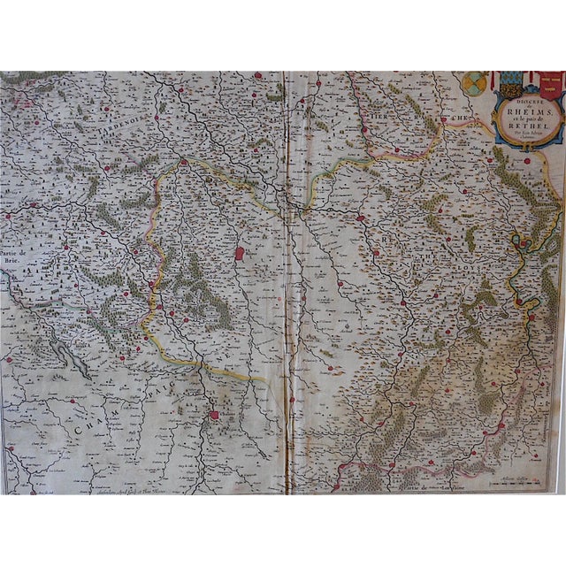 Mid-Century Modern Antique Map "Diocese De Rheims," 1645 For Sale - Image 3 of 7