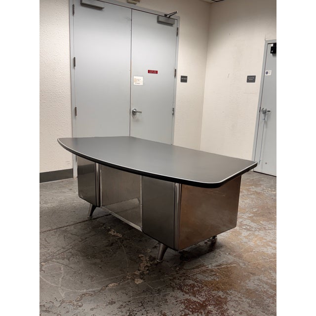 Mid 20th Century All Steel Equipment Tanker Desk For Sale - Image 4 of 12