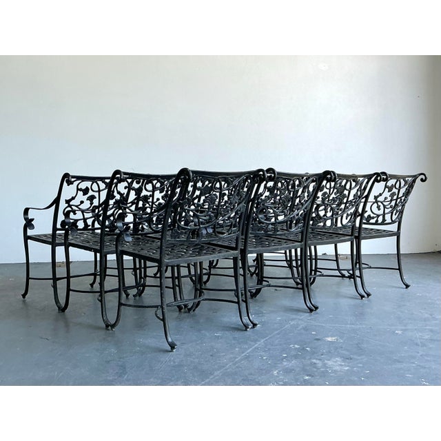 Vintage Black Wrought Iron Dining Chairs - Set of 12 For Sale - Image 12 of 12