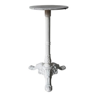 19th Century French Cast Iron Bistro Table With White Marble Top For Sale