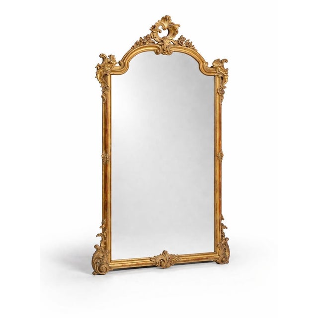 Glass Antique French Rococo Giltwood Floor Mirror, 1800s For Sale - Image 7 of 10