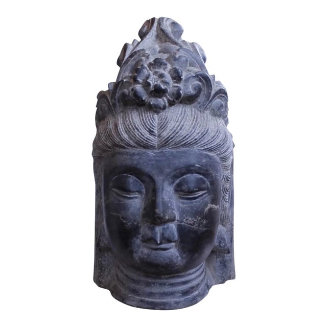 Chinese Carved Stone Buddhistic Head, (Bodhisattva) For Sale