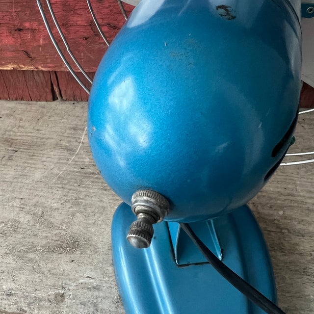 Vintage Coronado Electric Fan 12" Aluminum Blades Blue Metal Base 15" Tall For Sale - Image 9 of 13