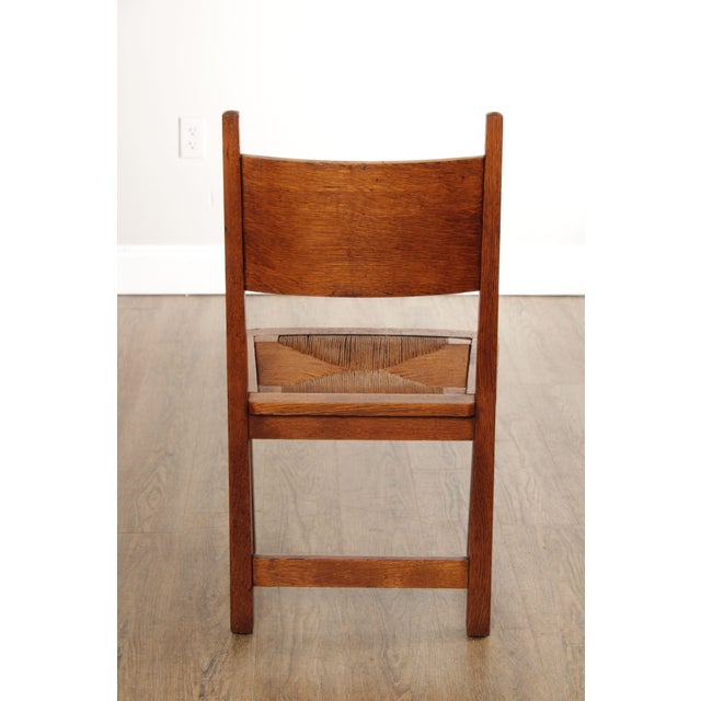 Antique Stickley Brothers Mission Oak Rush Seat Side Chair For Sale - Image 4 of 12