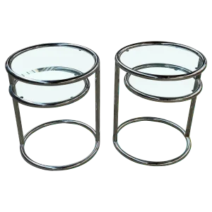 Vintage Italian Art Deco Nightstands by Milo Baughman, 1980s, Set of 2