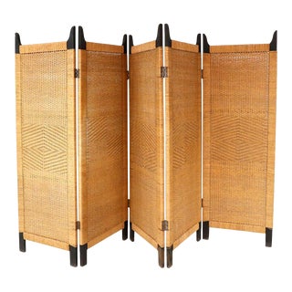1950s Mid-Century Modern Folding Screen Room Divider in the Style of Clara Porset For Sale