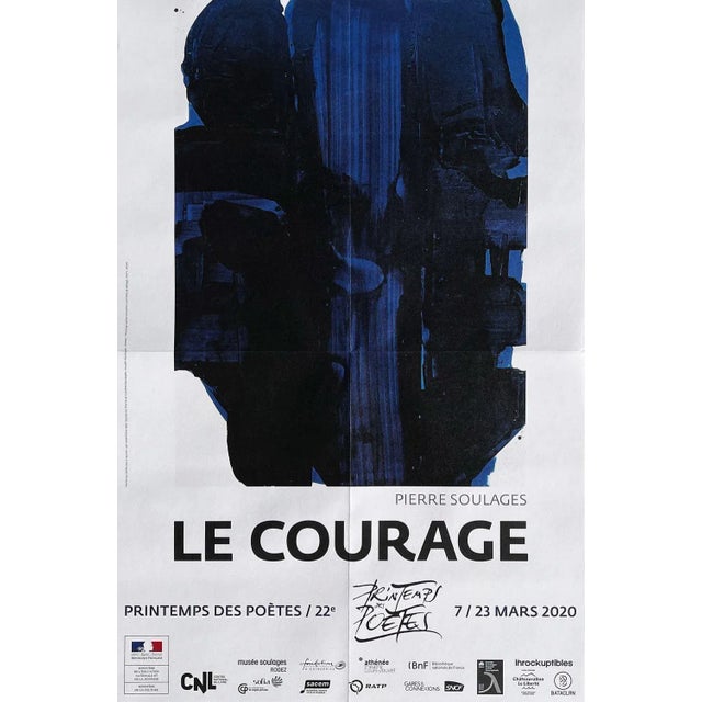 Pierre SOULAGES (After) PRINTEMPS DES POÈTES 2020 folded poster on matt poster paper unsigned and not numbered 23.6 x 15.7...