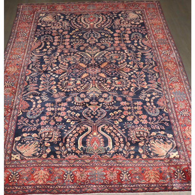 Early 20th Century Navy Sarouk Ferehan Rug rug no.j5088 For Sale - Image 5 of 13