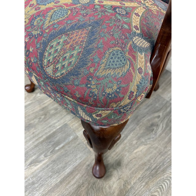 Vintage Queen Anne Style Gooseneck Arm Mahogany Library Chair For Sale In Kansas City - Image 6 of 13