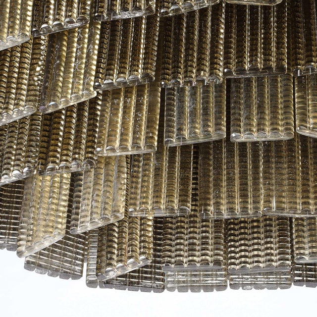 Modernist Hand-Blown Murano Glass 6-Tier Oblong Reeded Paneled Glass Chandelier For Sale - Image 11 of 18