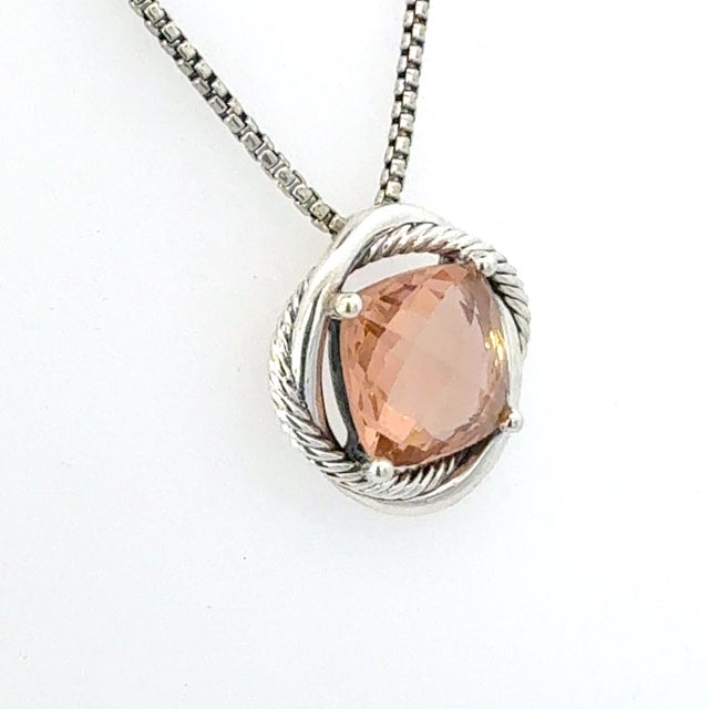 Authentic David Yurman Morganite Infinity Necklace 18" 14 mm Sterling Silver Estate DY681 Retail: $989.00 This elegant...