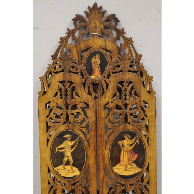 Late 19th Century 19th C Italian Sorrento Folding Marquetry Inlay Small Picture Frame Wall Mirror For Sale - Image 5 of 12