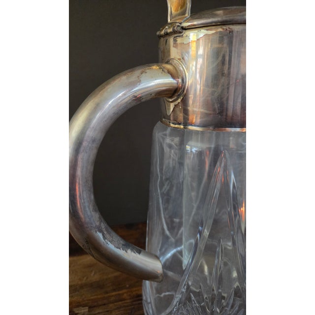 1930s German Cut Crystal and Silverplate Cooling-Tube Lemonade Pitcher For Sale - Image 15 of 18