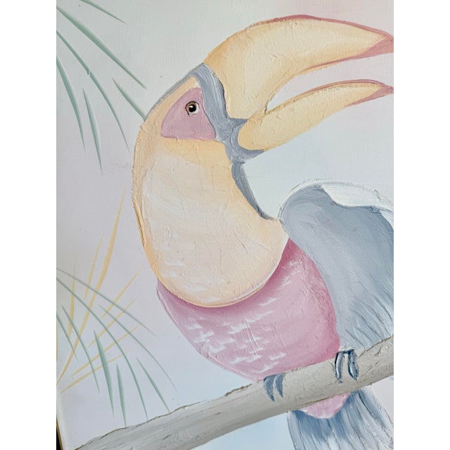 Walcutt 1989 Palm Beach Regency Monumental Toucan Painting by Walcott For Sale - Image 4 of 11