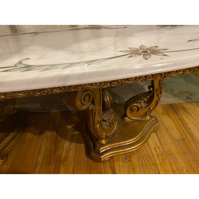 1960s Italian Hand Etched Marble Coffee Table For Sale - Image 12 of 12