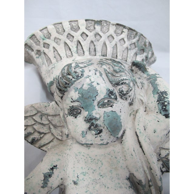 Shabby Chic Mexican Stone Cherub Angel Putti Wall Hanging Planter or Light For Sale - Image 3 of 12