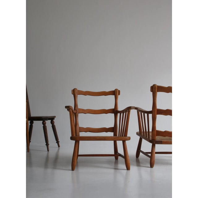 Set of Pinewood & Sheepskin Lounge Chairs, Sweden, 1940s For Sale - Image 17 of 18