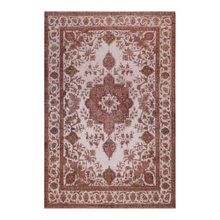 Vintage Retro No Pile Beige/Red Wool Rug - 8'3'' X 11'1'' For Sale