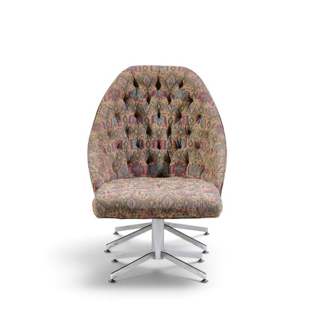 Milo Baughman for Thayer Coggin Mid Century Walnut and Chrome Tufted Lounge Chair and Ottoman The chair measures: 28.75...