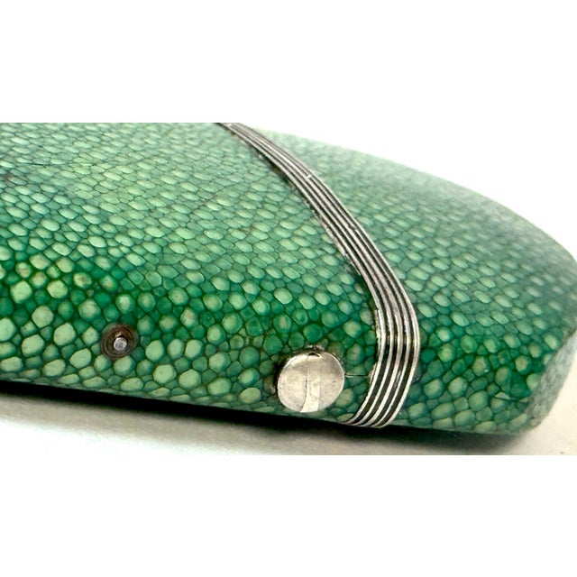 Green 18th Century Green Shagreen and Silver Eyeglass Case with Monogram For Sale - Image 8 of 18