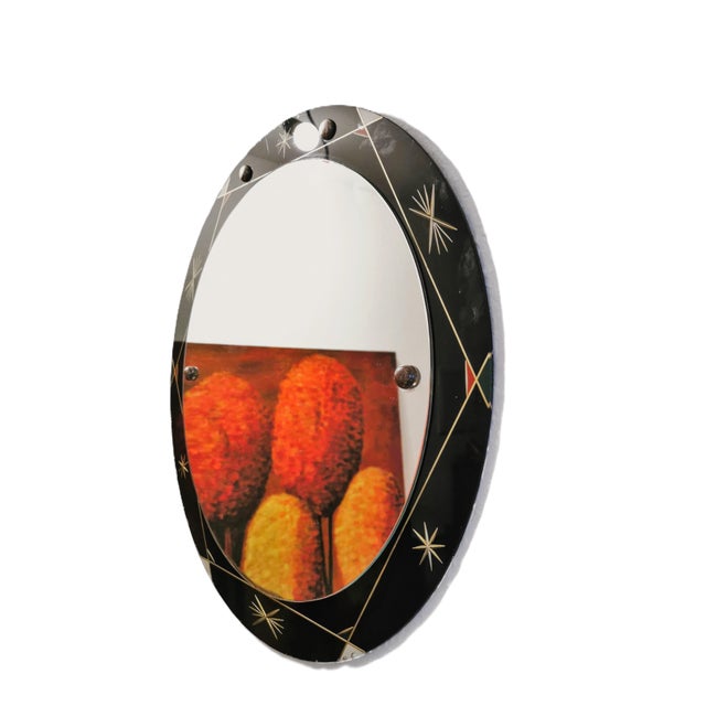Mid-Century Modern Vintage Space Age Wall Mirror, MCM 60s German Rockabilly Art Glass For Sale - Image 3 of 10