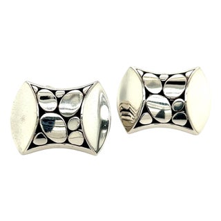 1990s Pair of John Hardy Estate Mens Pebble Cufflinks Sterling Silver For Sale