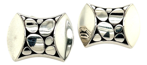 1990s Pair of John Hardy Estate Mens Pebble Cufflinks Sterling Silver
