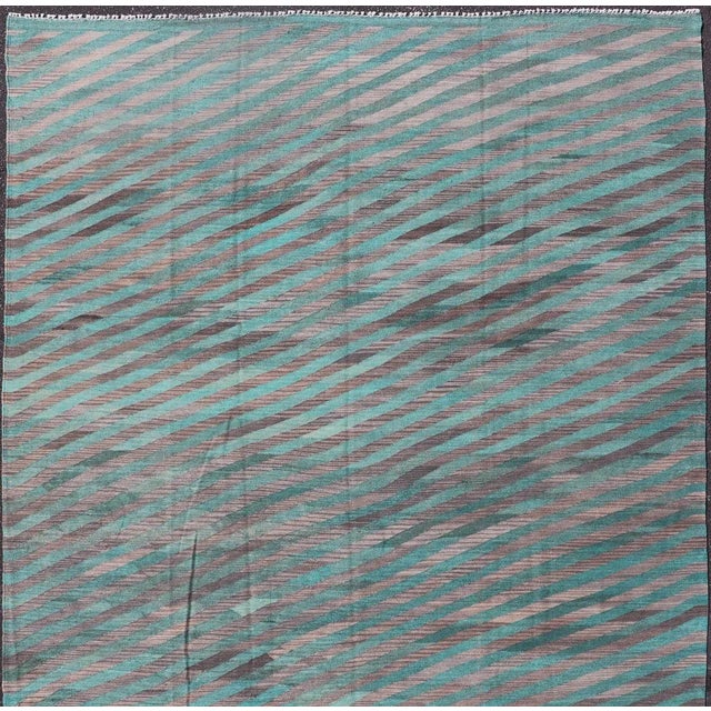 2020s Hand-Woven Modern Kilim Rug by Keivan Woven Arts, Green & Gray 7'9 X 11'5 For Sale - Image 5 of 12