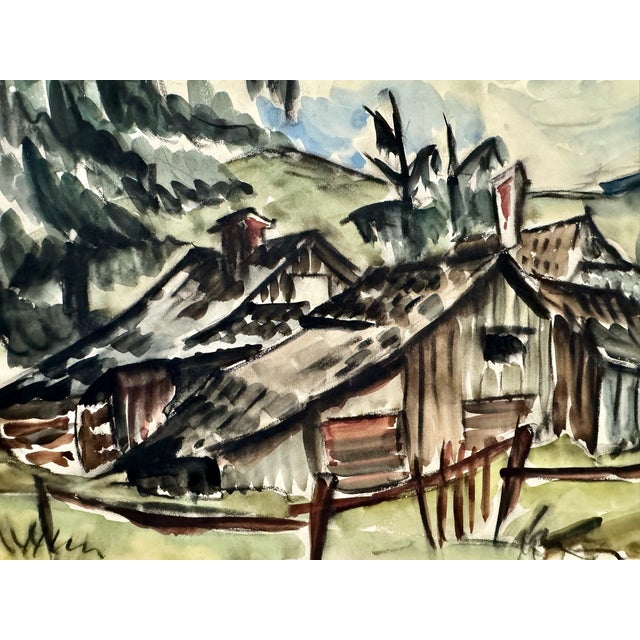 Original watercolor on paper by Henry Emil Salloch, also known as Heinz Emil Salloch, the German-born American artist and...