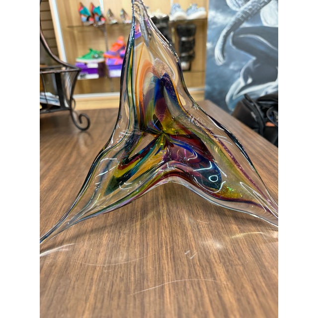 1990s David Goldhagen Handblown Colored Flower Sculpture 15in For Sale - Image 5 of 12