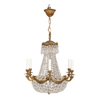 French Empire Style Bronze Basket Chandelier For Sale