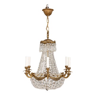 Late 20th Century French Empire Style Bronze Basket Chandelier For Sale