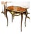 Italian Louis XV Floral Marquetry Side Table With Gold Leaf Accents & Elegant Cabriole Legs For Sale