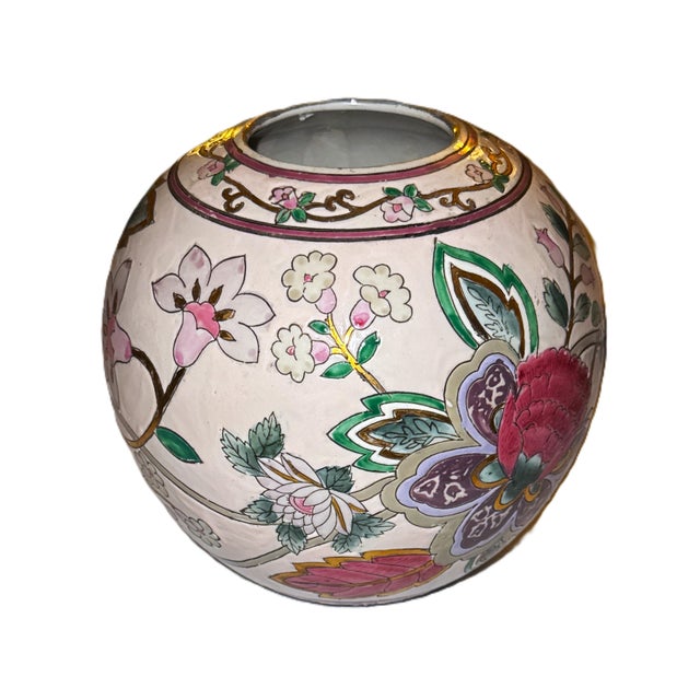 Chinoiserie Chinese Chinoiserie Floral Vase For Sale - Image 3 of 12