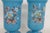 Turquoise Blue Opaline Glass Vase Pair of 2 With Hand Painted Floral Motif 5071b For Sale - Image 4 of 11