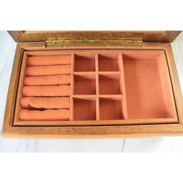 Brown Vintage Wood Jewelry Box For Sale - Image 8 of 14