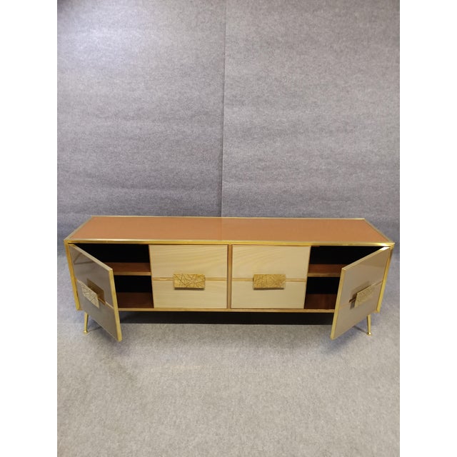 Gold Sideboard with Four Murano Glass Doors from Justfurnituress SRL For Sale - Image 6 of 10