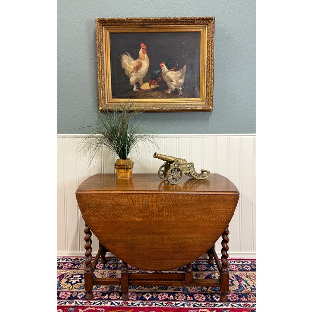 CHARMING Antique English Large Oak Drop Leaf Gateleg Oval Table~~Barley Twist Legs ~~c. 1920s-1930s Always in high demand...