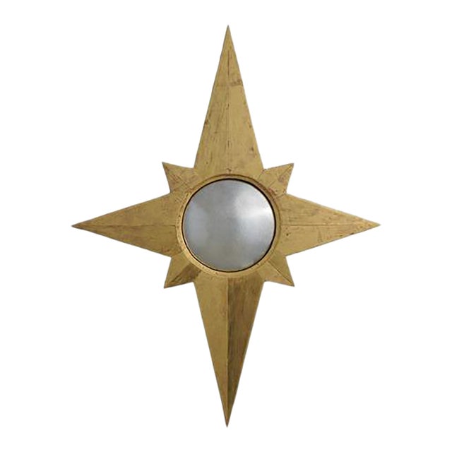 Modern Design Gold Leaf Finish Star Convex Mirror For Sale