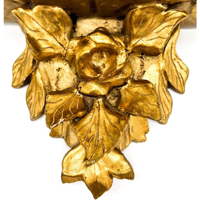 Mid 20th Century Vintage Italian Giltwood Rose & Leaf Wall Bracket/ Shelf – Mid-20th Century For Sale - Image 5 of 8