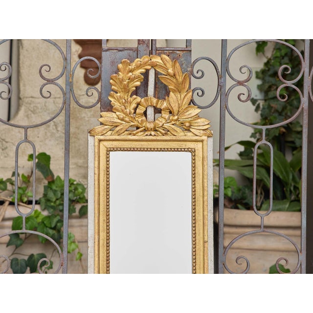 Early 20th Century French Louis XVI Revival Giltwood Mirror With Laurel Crest, Circa 1920 For Sale - Image 5 of 8