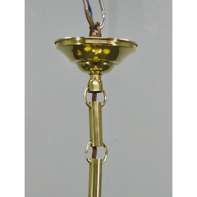 Art Deco Brass and Opaline Glass Chandelier, 1930s For Sale - Image 10 of 14