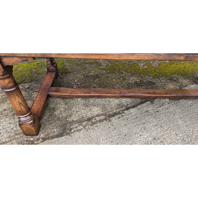 Oak Refectory Kitchen Farmhouse Dining Table, 1920s For Sale - Image 14 of 18
