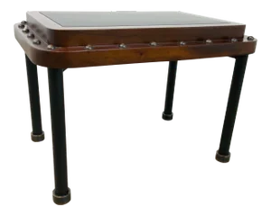 Campaign Style Walnut and Black Finished Ace Side Table