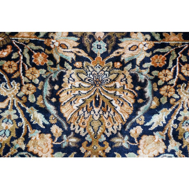 Vintage Indian Silk Handwoven Geometric Floral Medallion Area Rug Carpet 9 X 13' For Sale - Image 12 of 14