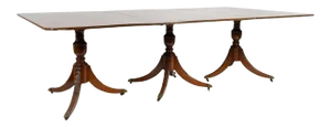 Early 20th Century Regency Style Mahogany Triple Pedestal Dining Table