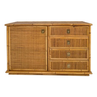 Mid-Century Italian Bamboo, Rattan and Cane Cabinet with Drawers by Dal Vera, 1970 For Sale