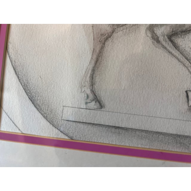 Glass Framed Vintage Hand Drawing of Sforza Horse After a Leonardo Da Vinci's Sketch For Sale - Image 7 of 12