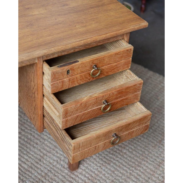 1970s Attributed to Henning Kjaernulf Danish Modern Oak Double Sided Writing Desk For Sale - Image 12 of 12