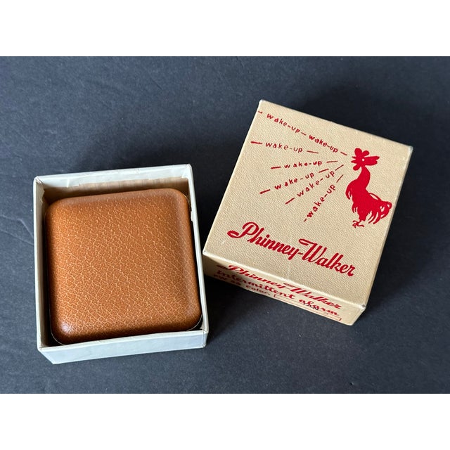 Cinnamon Mid Century 1950s Vintage Travel Alarm Clock Made in Germany For Sale - Image 8 of 12